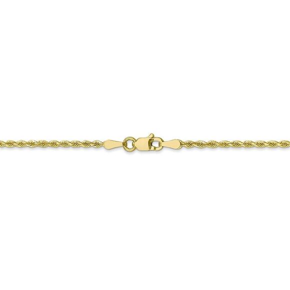 2mm 10k Yellow Gold Diamond Cut Solid Rope Chain Necklace, 16 Inch